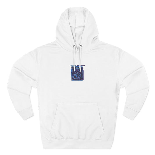 Moletom com Capuz Onda Azul Abstrata — Pulôver de Lã Arte Oceânica Minimalista