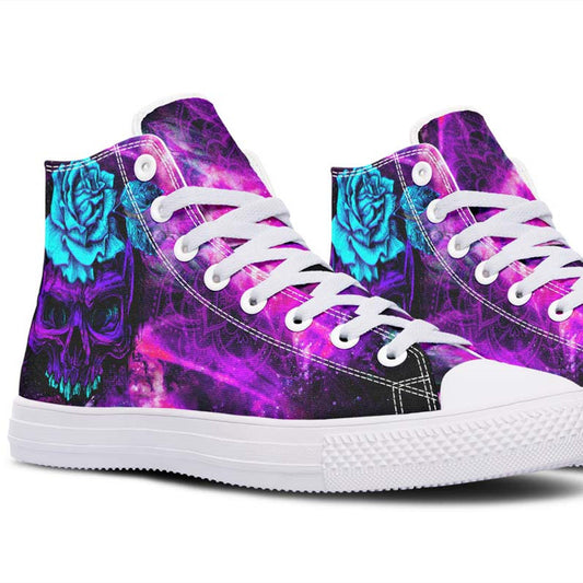 Tênis de Lona de Cano Alto com Estampa Colorida, Moda Masculina e Feminina